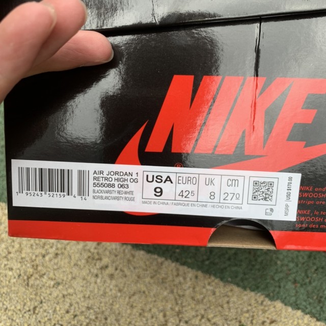 LJR BATCH Air Jordan 1 High OG "Bred Patent" 555088 063