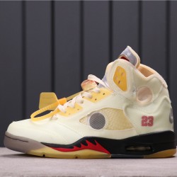 GET BATCH Off White x Air Jordan 5 "Sail" DH8565 100