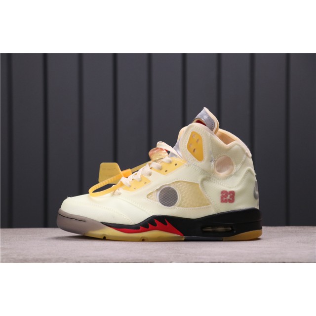 GET BATCH Off White x Air Jordan 5 "Sail" DH8565 100