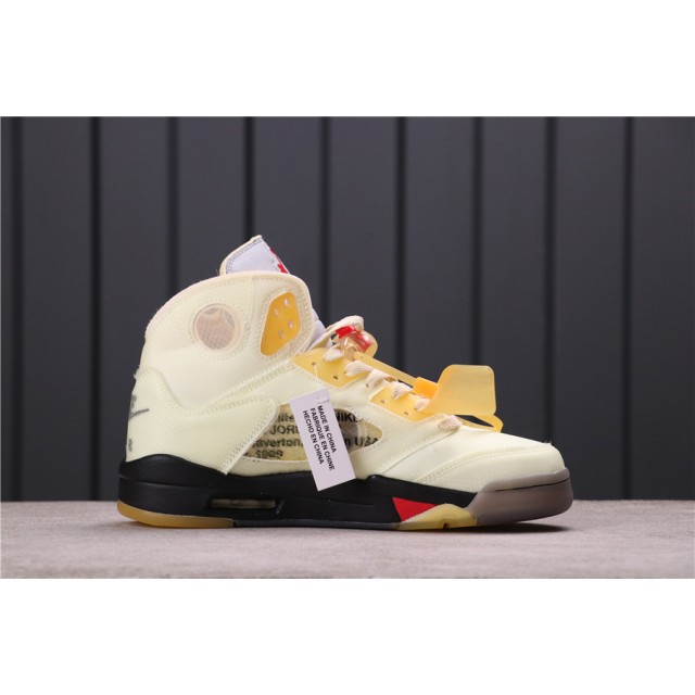 GET BATCH Off White x Air Jordan 5 "Sail" DH8565 100