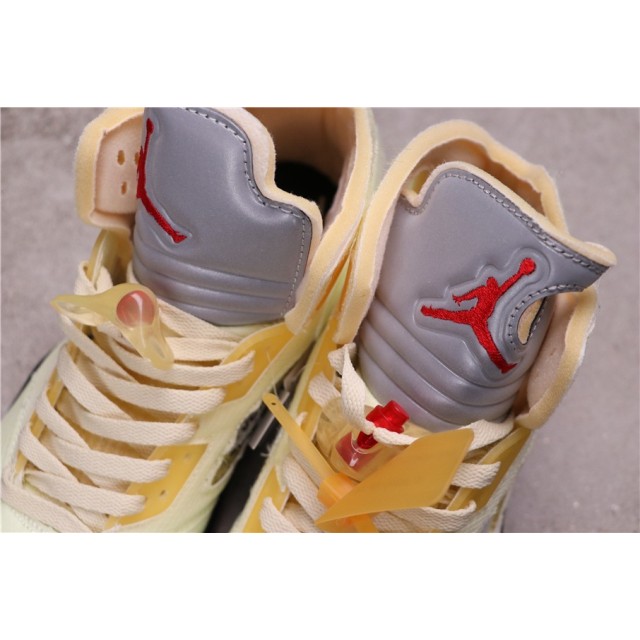 GET BATCH Off White x Air Jordan 5 "Sail" DH8565 100