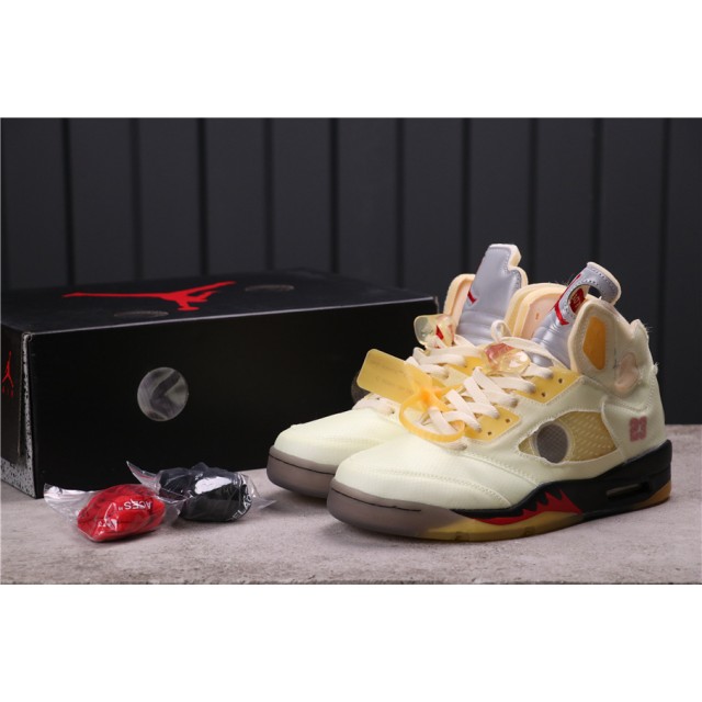 GET BATCH Off White x Air Jordan 5 "Sail" DH8565 100